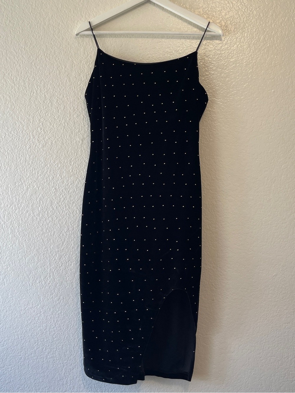 B Darlin Black Embellished Spaghetti Strap Midi Dress